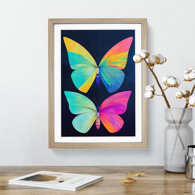 Colourful Butterflies No.1 - Print Brambly Cottage Matte Colour: White, Format: Oak Framed, Size: 48cm H x 36cm W on Productcaster.