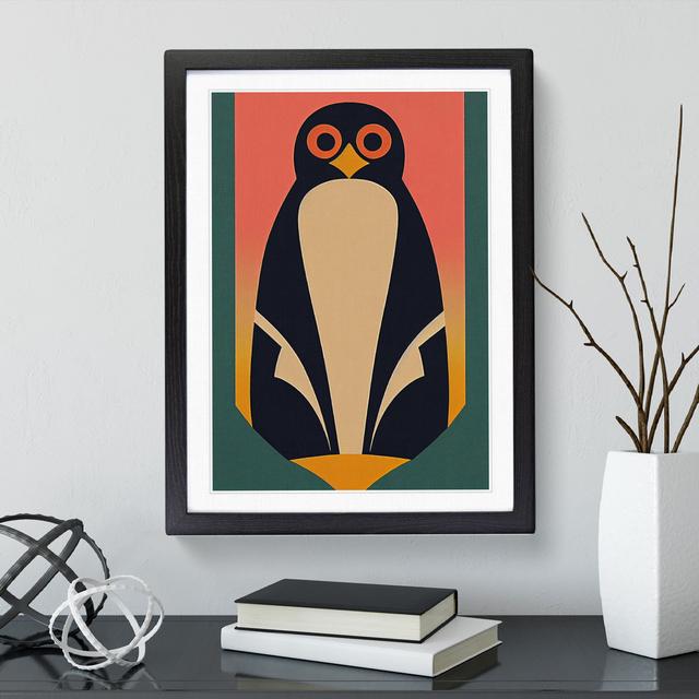 Penguin In Abstract No.5 George Oliver Matte Colour: White, Size: 46cm H x 34cm W x 3cm D, Format: Black Framed Paper on Productcaster.