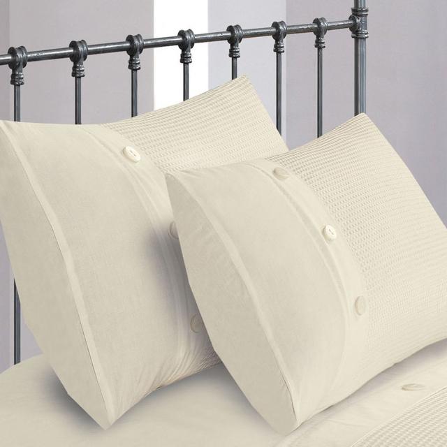 Amrah Polyester Solid Colour Duvet Cover Set Marlow Home Co. Colour: Beige, Size: Superking Duvet Cover Set on Productcaster.