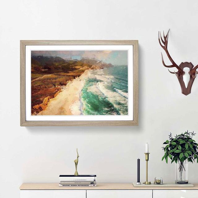 Coastline in California in Abstract - Picture Frame Graphic Art Print East Urban Home Frame Option: Oak Framed, Size: 36cm H x 48cm W x 2cm D on Productcaster.