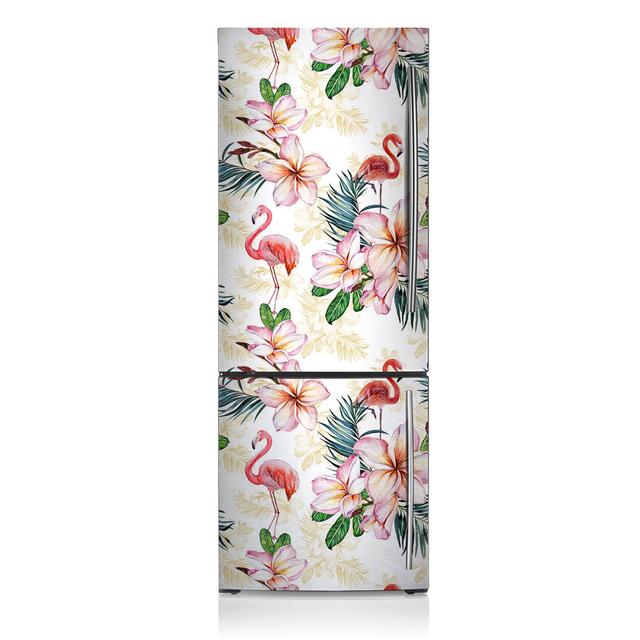 Flamingos in Flowers Door Sticker East Urban Home on Productcaster.