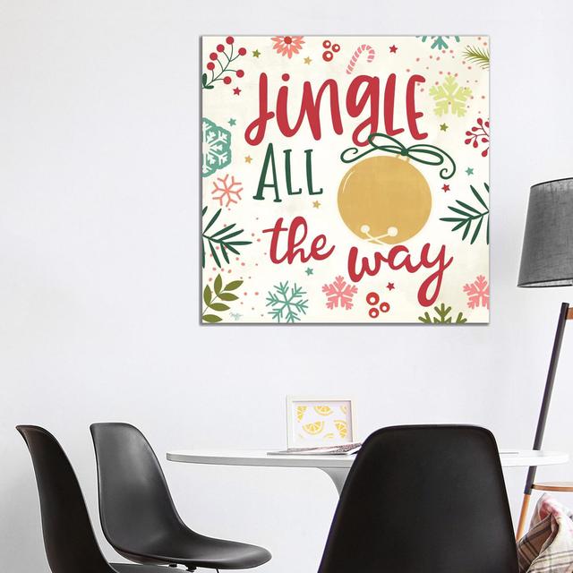 Jingle All The Way by Mollie B. - Wrapped Canvas Painting The Seasonal Aisle Size: 93.98cm H x 93.98cm W x 1.9cm D on Productcaster.