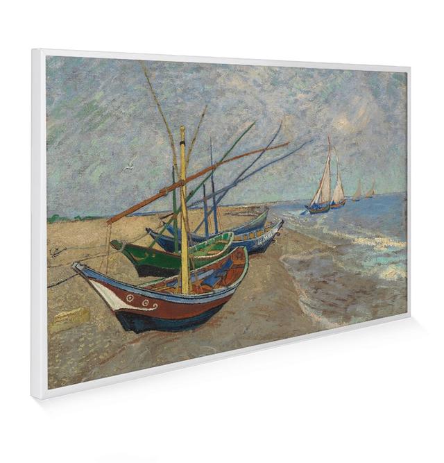 Fishing Boats on the Beach at Saintes Maries Horizontal Flat Panel Radiator Mirrorstone Radiator Colour: White, Size: 79.5cm H x 119.5cm W x 2.2cm D on Productcaster.