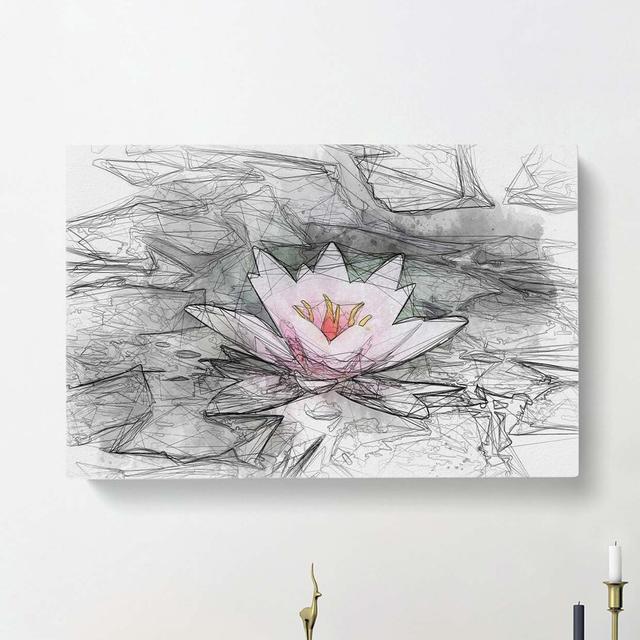 A Pale Pink Water Lily in Abstract - Wrapped Canvas Graphic Art Print East Urban Home Size: 60cm H x 91cm W x 3cm D on Productcaster.