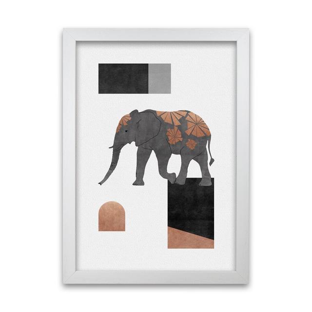 Orara Elephant Mosaic II - Graphic Art Print on Paper Bloomsbury Market Size: 33cm H x 24cm W x 2cm D, Frame Option: White Framed on Productcaster.