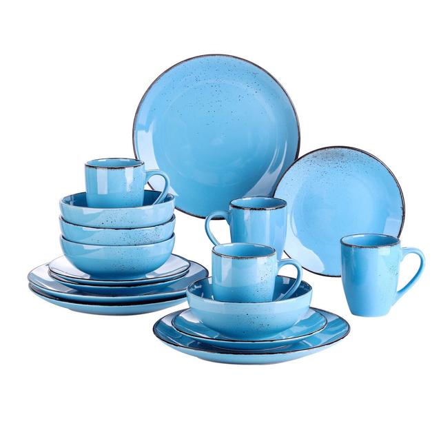 16 piece dinnerware set made of stoneware, vintage look, natural design Williston Forge Colour: Blue on Productcaster.