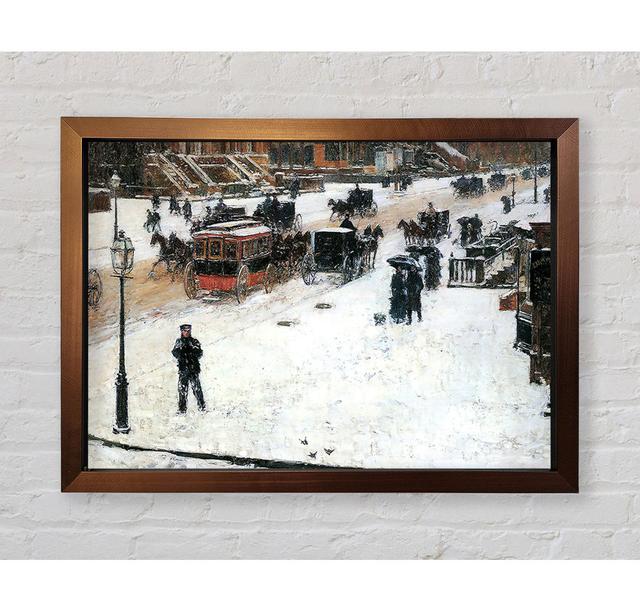 Gerahmtes Leinwandbild Fifth Avenue In Winter von Hassam Perspections Größe: 59,7 cm H x 84,1 cm B x 3,4 cm T, Format: Ventura Bronze Framed Paper on Productcaster.