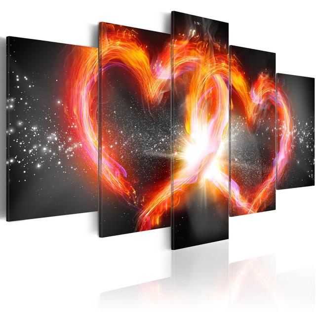 'Flames of Love' Graphic Art Multi-Piece Image on Wapped Canvas in Grey East Urban Home Size: 100 cm x 50 cm on Productcaster.