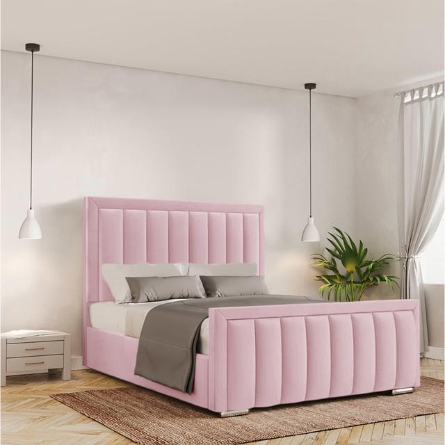 Yatton Upholstered Bed Fairmont Park Size: Super King (6'), Colour: Pink on Productcaster.