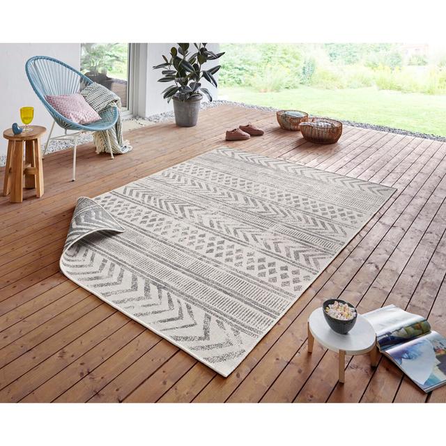 Biri In- und Outdoor Teppich - Wetterfest Vintage Boho Design für Garten, Balkon - Grau Creme Northrugs Teppichgröße: 290x200cm on Productcaster.