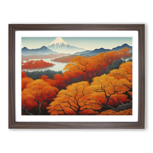 Autumn Japanese Mountain - Picture Frame Graphic Art Alpen Home Size: 46cm H x 64cm W x 2cm D, Frame Colour: Walnut Framed on Productcaster.