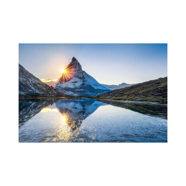 Riffelsee With Matterhorn Behind by Jan Becke - Wrapped Canvas Print Union Rustic Size: 101.6cm H x 152.4cm W x 3.81cm D on Productcaster.