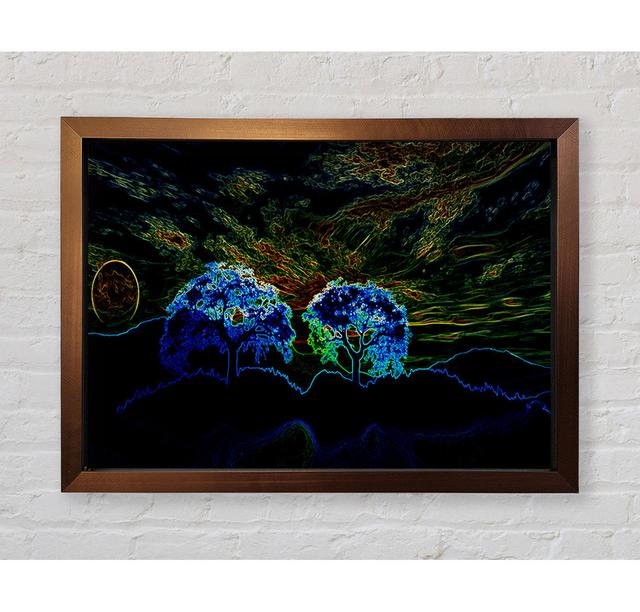 Abstract Neon Landscape - Single Picture Frame Art Prints Bright Star Size: 100cm H x 141.4cm W x 3.4cm D on Productcaster.