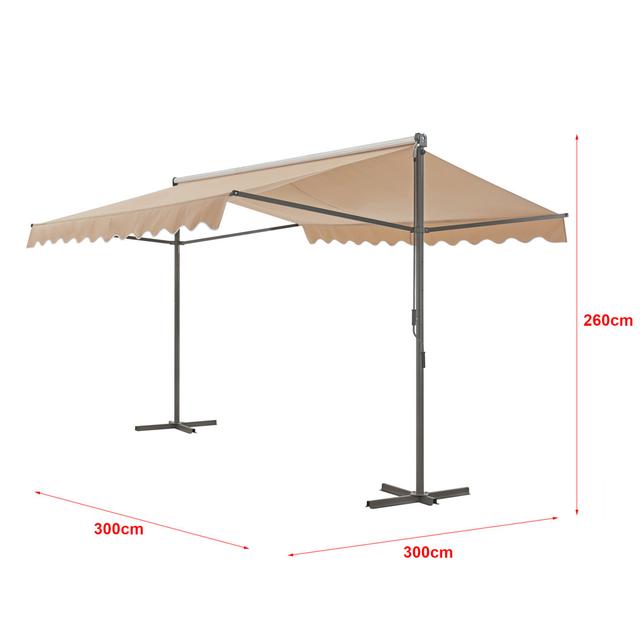 Aswath Retractable Freestanding Awning Dakota Fields Colour: Beige, Size: 260cm H x 300cm W x 300cm D on Productcaster.