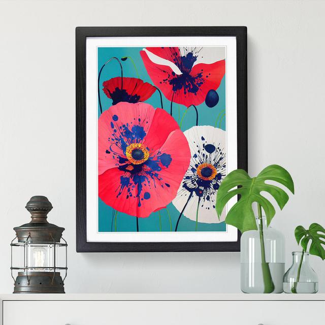 Poppy Flower Splatter Vol.2 - Single Picture Frame Painting Marlow Home Co. Frame Option: Black, Size: 64cm H x 46cm W x 2cm D on Productcaster.