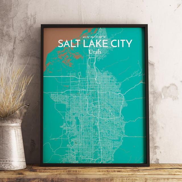 Salt Lake City Map - Unframed Graphic Art Print on Paper East Urban Home Size: 91.4cm H x 61cm W x 0.13cm D on Productcaster.