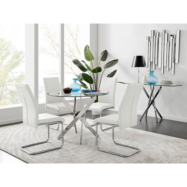 Chowchilla 4 - Person Dining Set Canora Grey Colour (Chair): White on Productcaster.