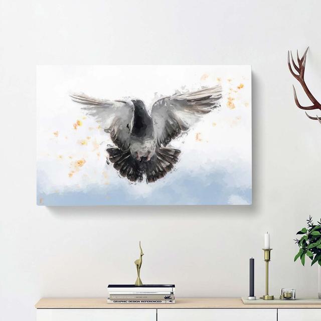 Flying Pigeon in Abstract - Wrapped Canvas Painting Print East Urban Home Size: 50cm H x 76cm W x 3cm D on Productcaster.