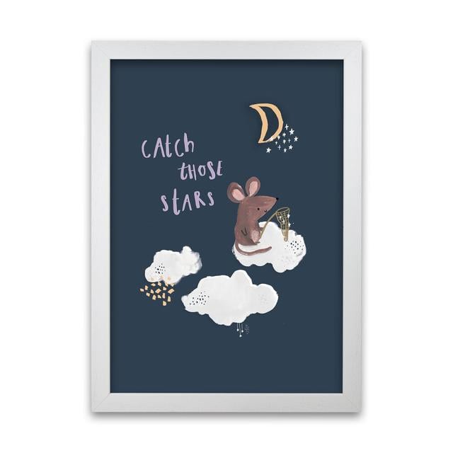 'Catch Those Stars' by Laura Irwin - Graphic Art Print on Paper 17 Stories Size: 29.7cm H x 21cm W x 3cm D, Frame Option: White Framed on Productcaster.