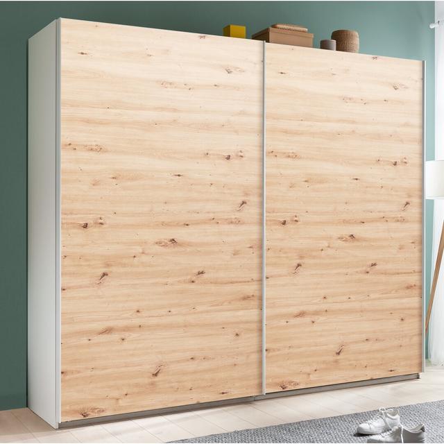 Systema 2 Door Sliding Wardrobe Brayden Studio Finish: Oak/White, Size: 223cm H x 250cm W x 60cm D on Productcaster.