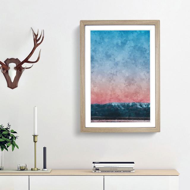 Sunset over the Mountains - Picture Frame Graphic Art Print East Urban Home Size: 45cm H x 33cm W x 2cm D, Frame Option: Oak Framed on Productcaster.