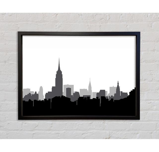 New York Silhouette B N W - Single Picture Frame Art Prints on Canvas Bright Star Size: 100cm H x 141.4cm W x 3.3cm D on Productcaster.