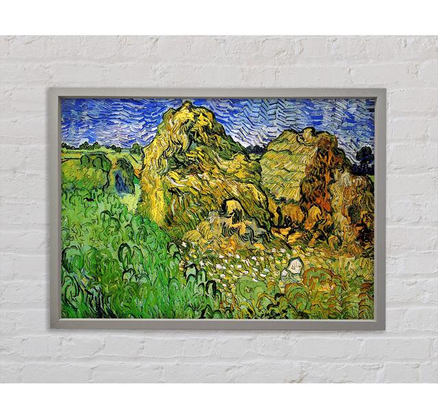 Van Gogh Field With Wheat Stacks - Single Picture Frame Kunstdrucke auf Leinwand Rosalind Wheeler Größe: 84,1 cm H x 118,9 cm B x 3,3 cm T on Productcaster.