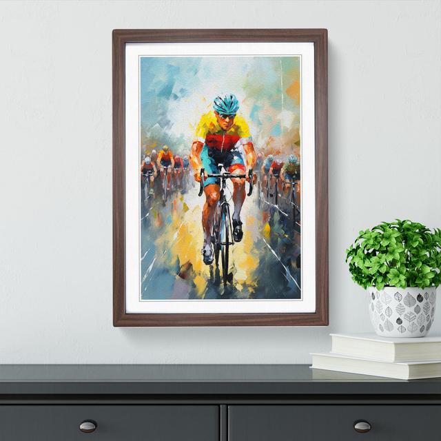 XYZ-FRM-V1223-6206 Tour De France Impressionism - Single Picture Frame Print on Wood Big Box Art Size: 34cm H x 25cm W x 2cm D, Frame Colour: Walnut on Productcaster.