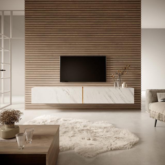 Amiree TV Stand for TVs up to 75" Canora Grey Colour: White on Productcaster.