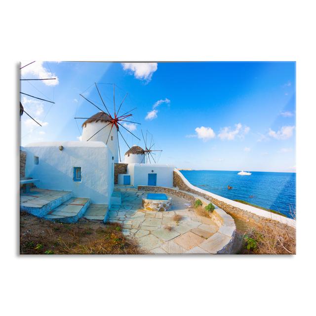 Windmills in the Mediterranean - Unframed Photograph on Glass Brayden Studio Size: 60cm H x 80cm W x 0.4cm D on Productcaster.