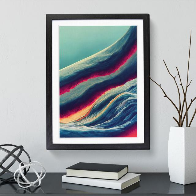 Contemporary Ocean Wave Art No.4 Abstract - Single Picture Frame Print Metro Lane Size: 34cm H x 25cm W x 2cm D, Frame Colour: Black on Productcaster.