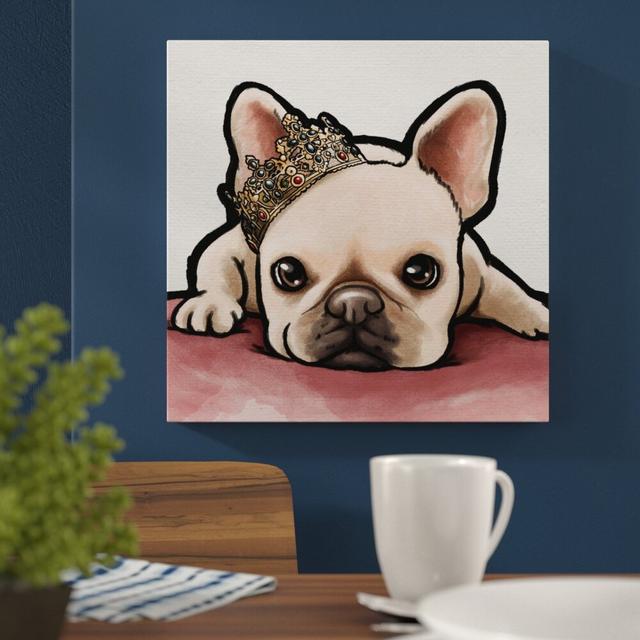 Royal Frenchie Graphic Art Print on Wrapped Canvas Oliver Gal Size: 51cm H x 51cm W on Productcaster.