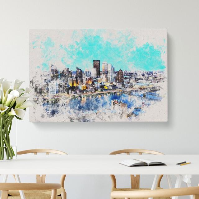 Skyline Of Pittsburgh - Wrapped Canvas Print East Urban Home Size: 60cm H x 91cm W x 3cm D on Productcaster.