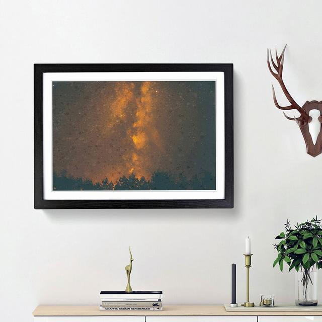 Flaming Stars over the Forest in Abstract - Picture Frame Graphic Art Print East Urban Home Frame Option: Black Framed, Size: 48cm H x 65cm W x 2cm D on Productcaster.