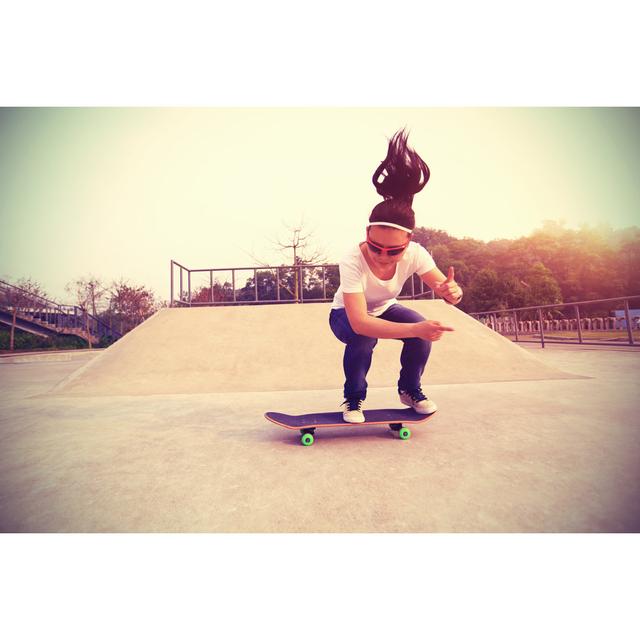 Woman Skateboarding by Lzf - Wrapped Canvas Print 17 Stories Size: 30cm H x 46cm W on Productcaster.