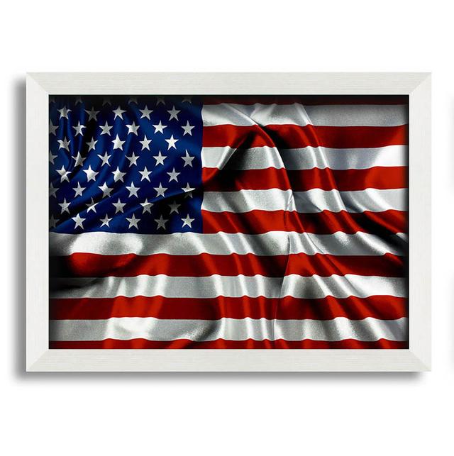 American Usa Flag - Print Brayden Studio Size: 21cm H x 29.7cm W x 10cm D, Format: White Framed Paper on Productcaster.