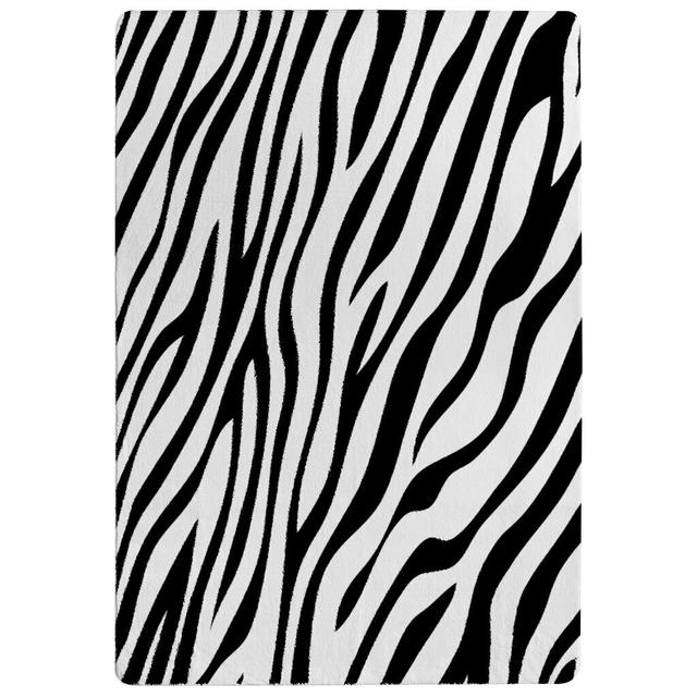 Pang Zebra Print Designer Shaggy Black/White Rug East Urban Home Rug Size: Rectangle 140 x 200cm on Productcaster.