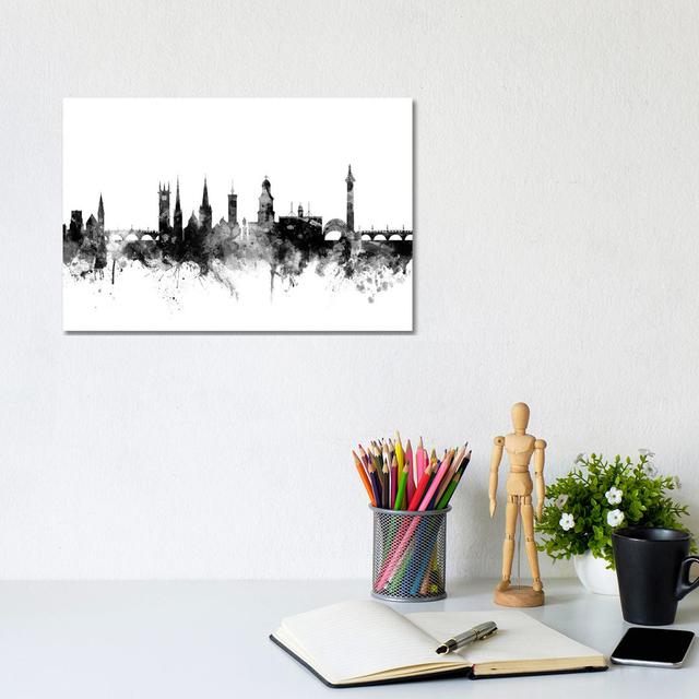 Shrewsbury, England in Black and White by Michael Tompsett - Wrapped Canvas Art Prints Latitude Run Size: 20.32cm H x 30.48cm W x 1.91cm D on Productcaster.