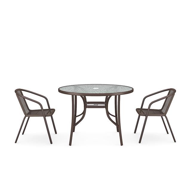 Round 2 - Person 105Cm Long Bistro Set Rosalind Wheeler Colour (Chair Frame): Brown on Productcaster.