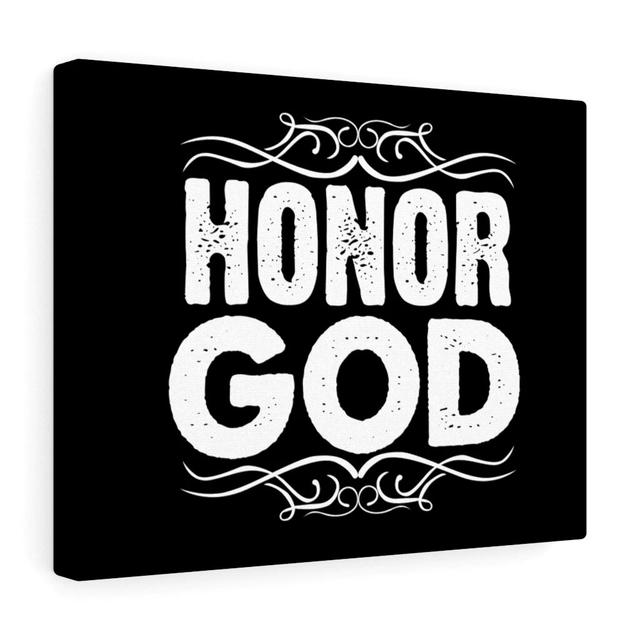 Honor God - Wrapped Canvas Typography Blue Elephant Size: 61cm H x 76cm W on Productcaster.