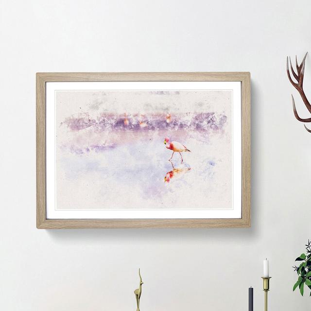 Flamingo Reflection - Picture Frame Painting Print East Urban Home Size: 40cm H x 60cm W x 2cm D, Frame Option: Oak Framed on Productcaster.