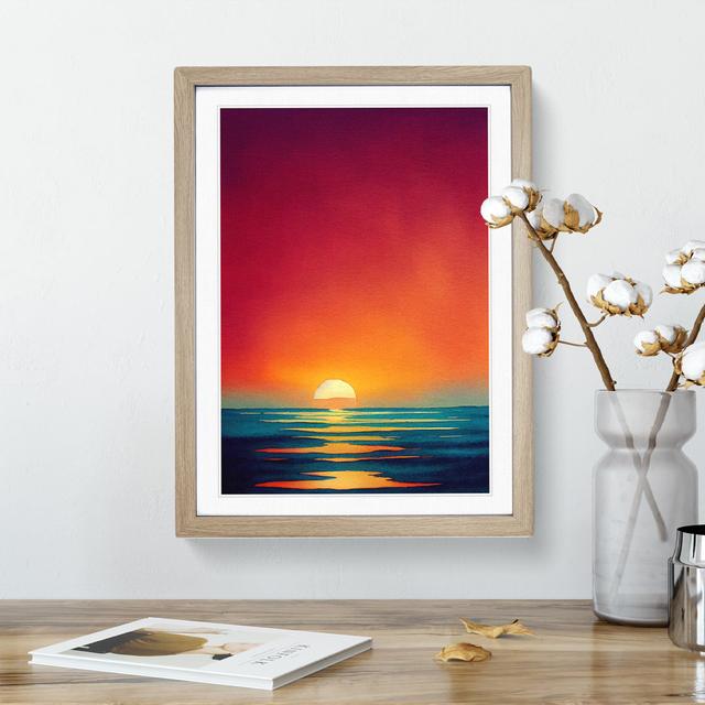 An Ocean Sunset Watercolour No.4 House of Hampton Size: 46cm H x 34cm W, Frame Colour: Beige on Productcaster.