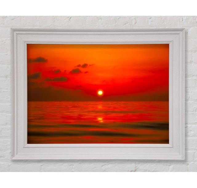 Gerahmtes Leinwandbild Perfect Red Sky Haus am Meer Größe: 29,7 cm H x 42 cm B x 8 cm T, Format: Poster mit Naturholz-Rahmen on Productcaster.