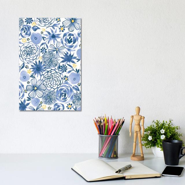 Indigo Vibes VI - Wrapped Canvas Painting Rosalind Wheeler Size: 30.48cm H x 20.32cm W x 1.91cm D on Productcaster.