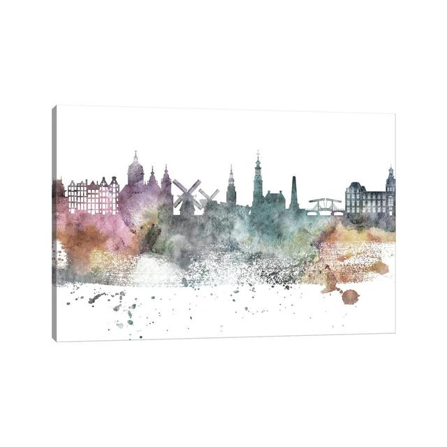 Amsterdam Pastel Skyline by WallDecorAddict - Wrapped Canvas Painting Latitude Run Size: 30.48cm H x 45.72cm W x 1.91cm D on Productcaster.