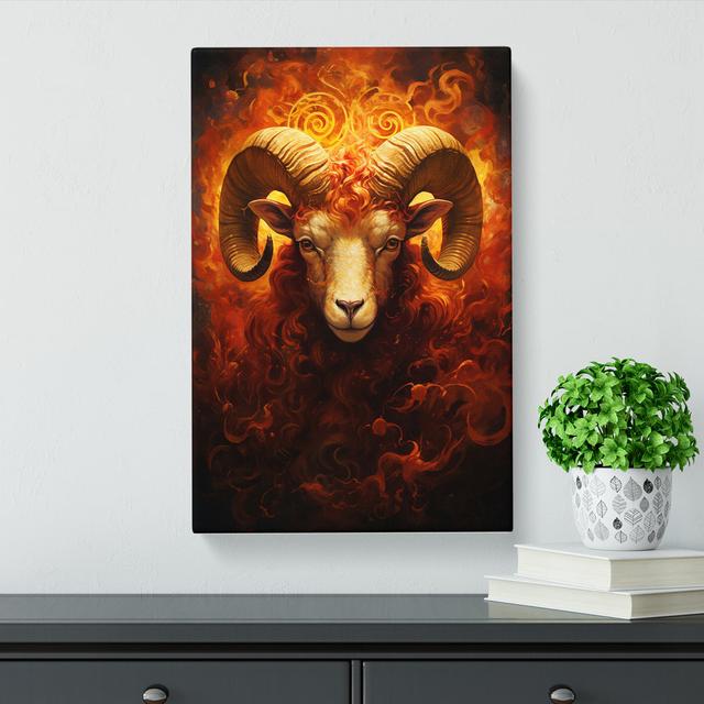 Aries Zodiac Symbolism - Wrapped Canvas Print Natur Pur Size: 76cm H x 50cm W x 3cm D on Productcaster.