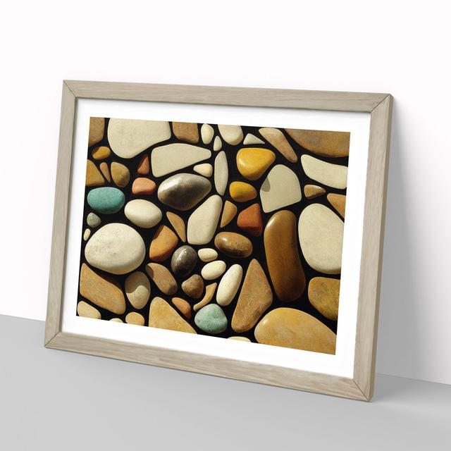 Shiny River Pebbles Vol.2 - Picture Frame Graphic Art 17 Stories Frame Colour: Oak, Size: 25cm H x 34cm W x 2cm D on Productcaster.