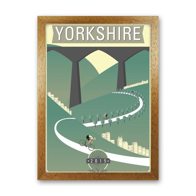 Tour De Yorkshire 2015 Hills - Picture Frame Graphic Art Print on Paper George Oliver Frame Option: Oak Framed, Size: 30cm H x 21cm W x 3cm D on Productcaster.