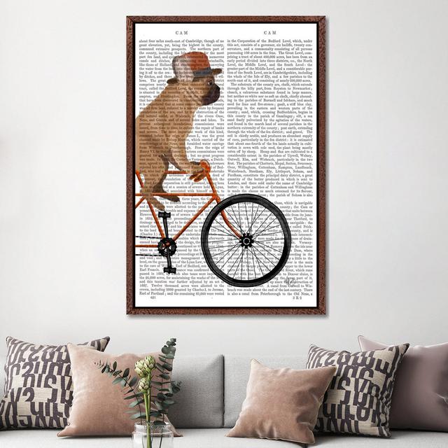 French Bulldog on Bicycle, Print BG Happy Larry Format: Classic Wood Framed, Size: 152.4cm H x 101.6cm W on Productcaster.