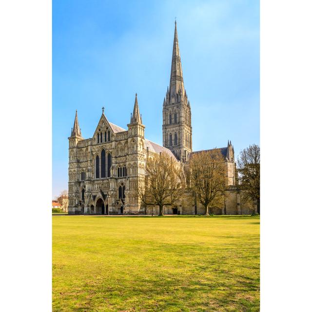 Salisbury Cathedral Front View, South England - Wrapped Canvas Print Ebern Designs Size: 91cm H x 61cm W x 3.8cm D on Productcaster.